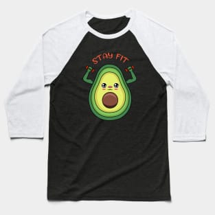 Stay Fit, cute avocado  lifting weights Baseball T-Shirt